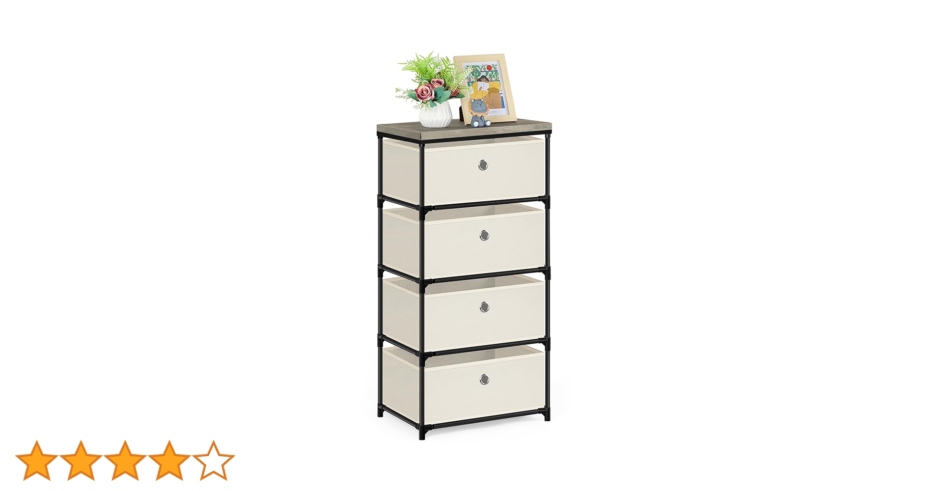【カデル】cadeal 4drawer chest LIANTRAL 4 Tier Chest of Drawers, Metal Frame Vertical